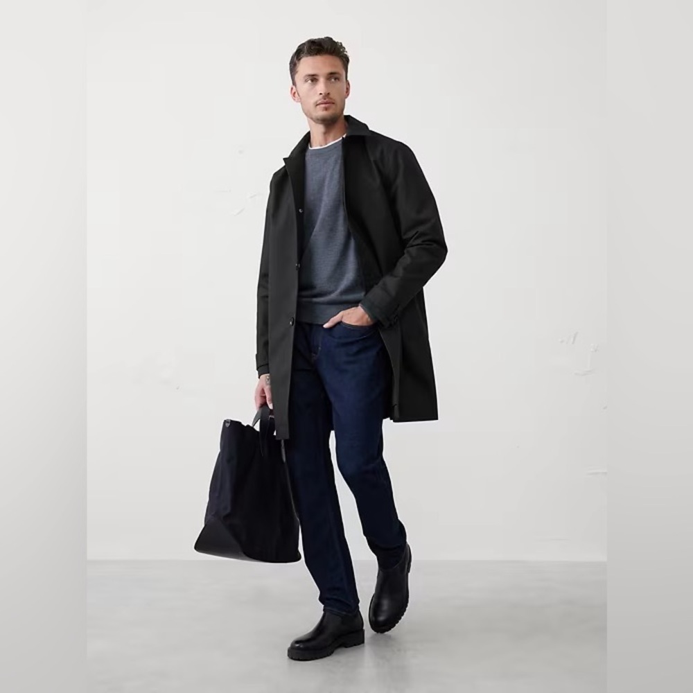 NWT! Banana Republic Men’s Black Mac Jacket Trench Coat